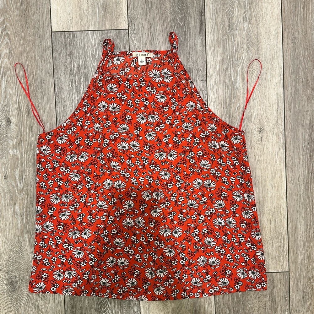 Red floral tank